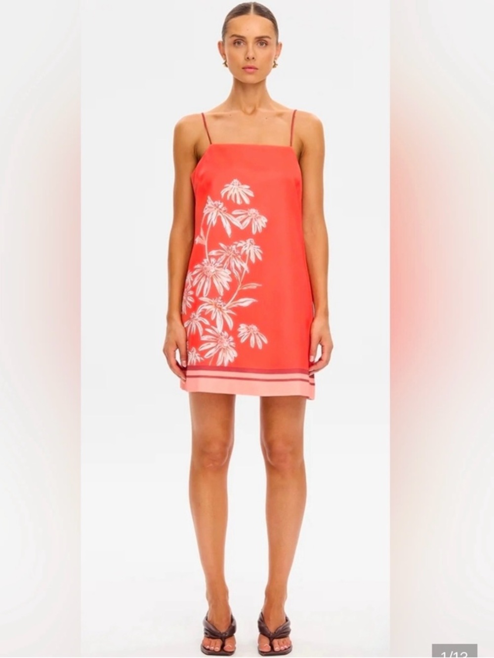 Kivari Coral Floral Spaghetti Strap Dress